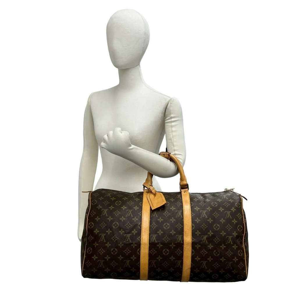 LOUIS VUITTON Vintage Brown Monogram Leather Keepall 50 Boston Bag - Picture 2 of 9
